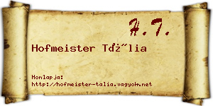 Hofmeister Tália névjegykártya